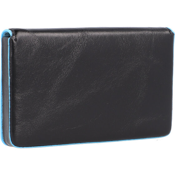 Piquadro Blauw vierkant etui voor visitekaartjes leer 10 cm