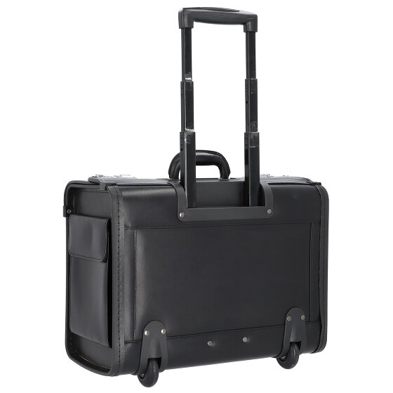 Alassio Leren pilotenkoffer met 2 wielen en 48 cm laptopvak