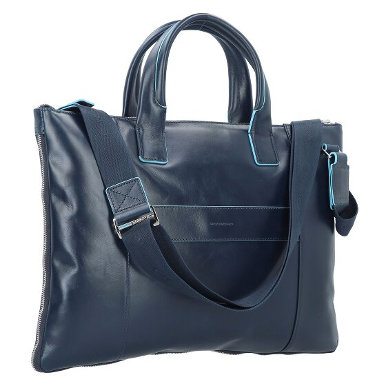 Piquadro Blauwe vierkante aktetas Leer 42 cm Laptop compartiment