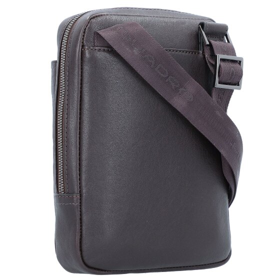 Piquadro Zwarte vierkante schoudertas leer 17 cm