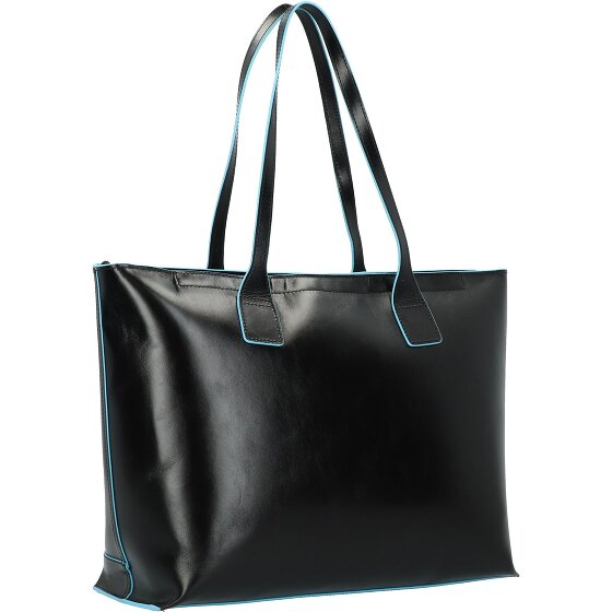 Piquadro Blauwe vierkante shopper tas leer 35 cm