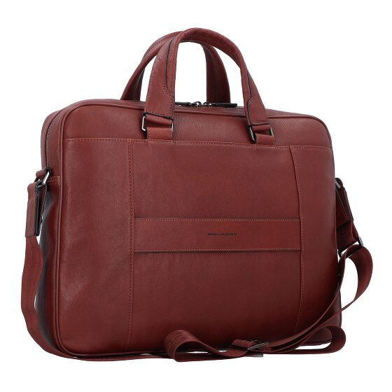 Piquadro Zwarte vierkante aktetas Leer 40 cm Laptopcompartiment