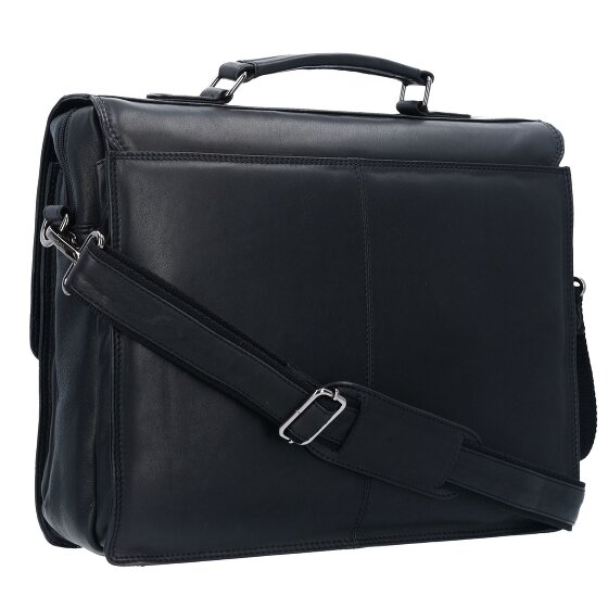 Greenland Nature Zwarte Nappa aktetas Leer 40 cm Laptopcompartiment