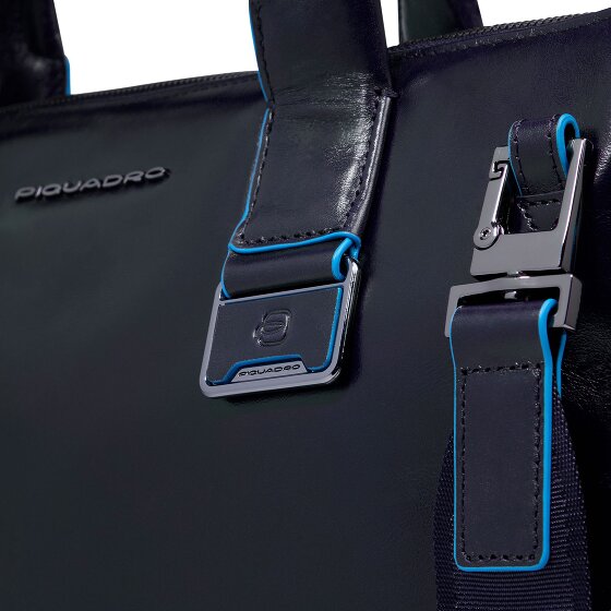 Piquadro Blue Square Shopper Tas Leer 38 cm Laptop compartiment met uitbreidingsplooi