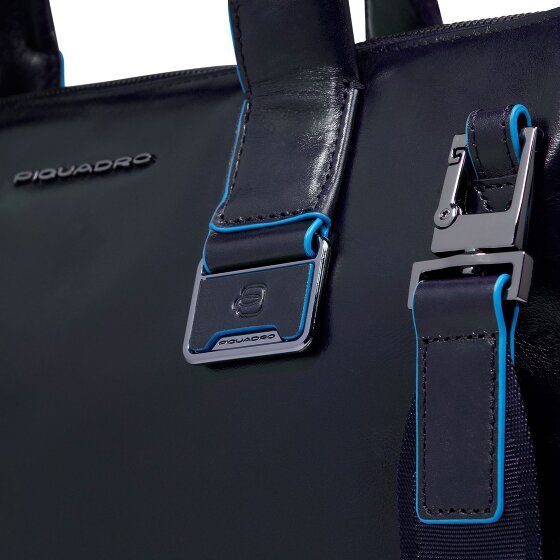 Piquadro Blue Square Shopper Tas Leer 38 cm Laptop compartiment met uitbreidingsplooi