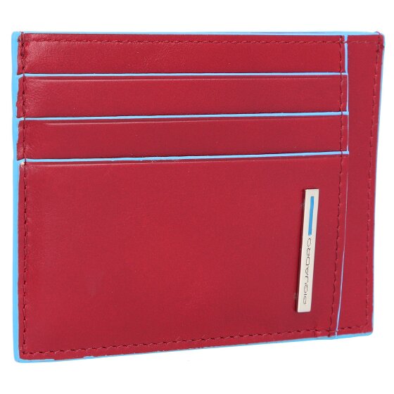 Piquadro Blauwe vierkante creditcard etui RFID Leer 11,5 cm