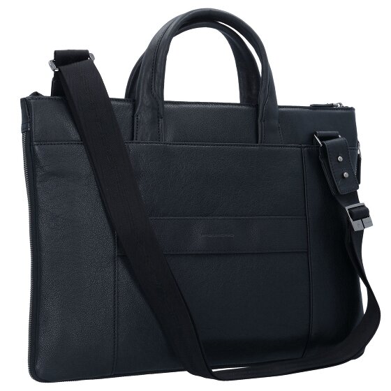 Piquadro Zwarte vierkante aktetas Leer 42 cm Laptopvak