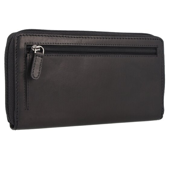 Greenburry Pure Black Portemonnee RFID-bescherming Leer 19.5 cm