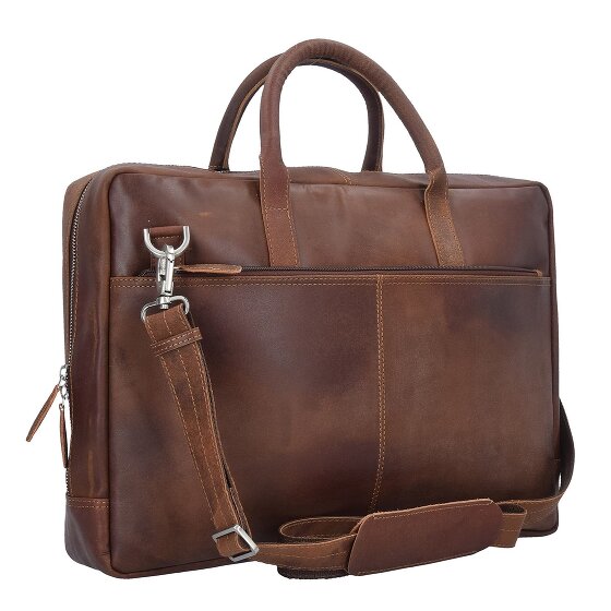Plevier Vintage London Aktentas RFID-bescherming Leder 41 cm Laptopvak