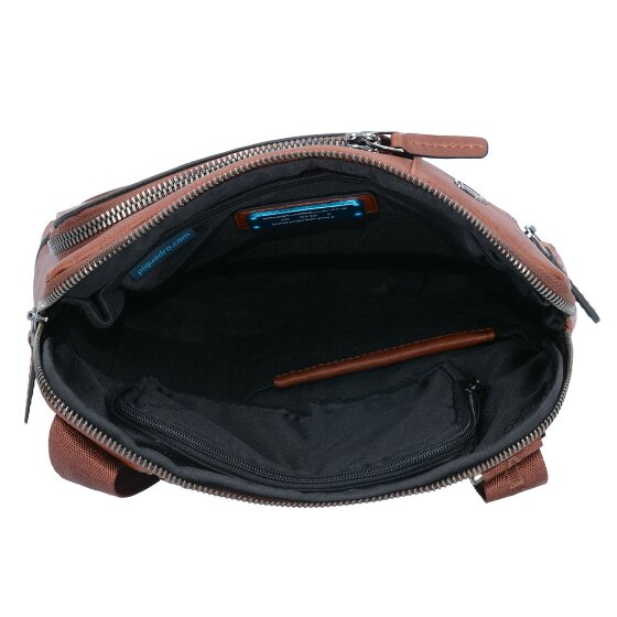 Piquadro Zwarte vierkante schoudertas leer 24 cm