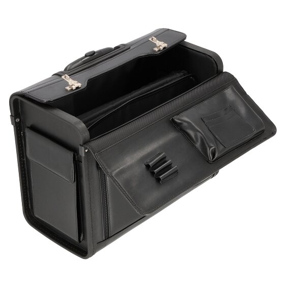 Dermata 2-wiel lederen pilotentrolley 45,5 cm laptopvak