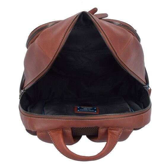 Piquadro Zwart Vierkante Rugzak Leder 39 cm Laptopcompartiment