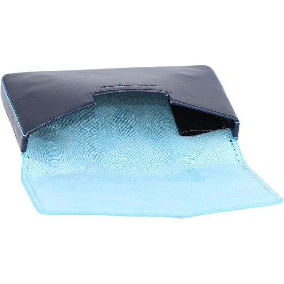 Piquadro Blauw vierkant etui voor visitekaartjes leer 10 cm