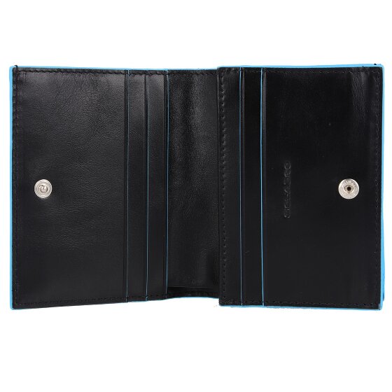 Piquadro Blauwe Vierkante Portemonnee Leer 11 cm