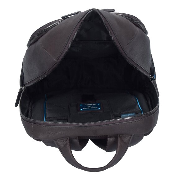 Piquadro Zwart Vierkante Rugzak Leder 39 cm Laptopcompartiment
