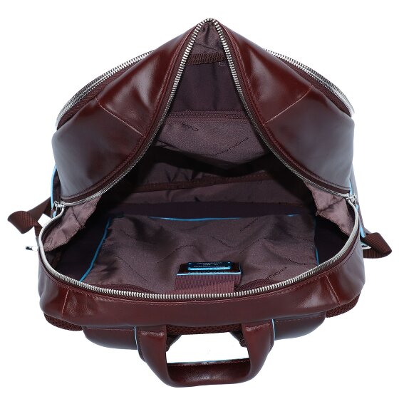 Piquadro Blauwe vierkante rugzak Leer 43 cm Laptopvak