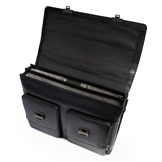 Piquadro Philip Aktetas Messenger Leer 42 cm Laptop compartiment