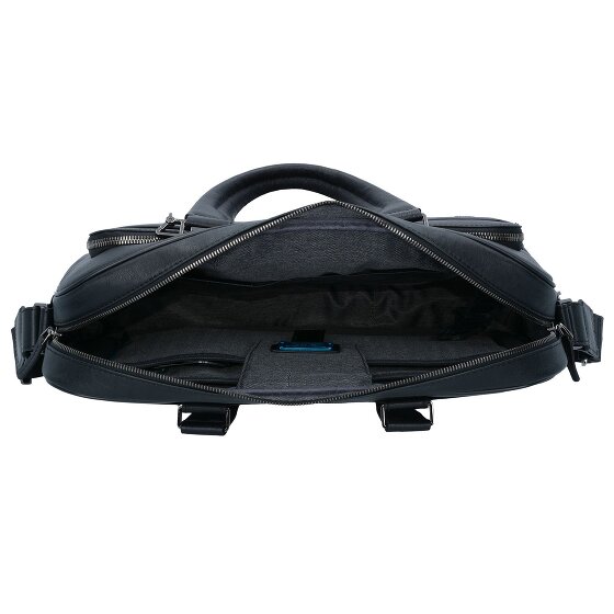 Piquadro Zwarte vierkante aktetas Leer 40 cm Laptopcompartiment