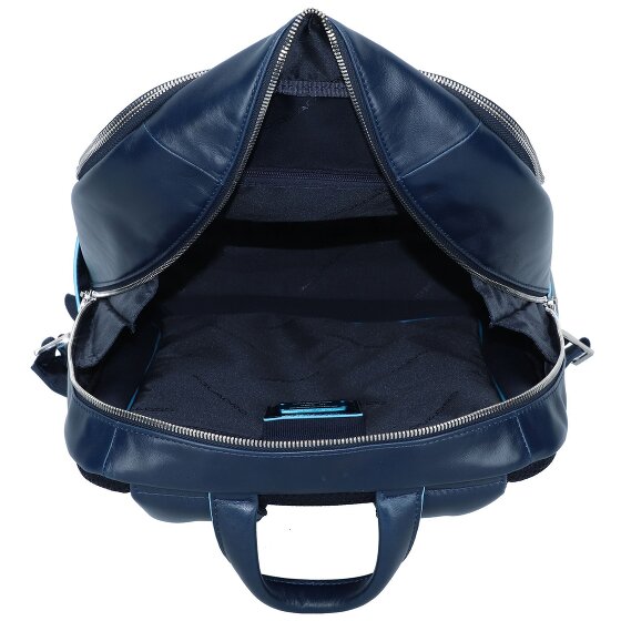 Piquadro Blauwe vierkante rugzak Leer 43 cm Laptopvak
