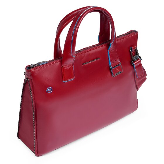 Piquadro Blue Square Shopper Tas Leer 38 cm Laptop compartiment met uitbreidingsplooi