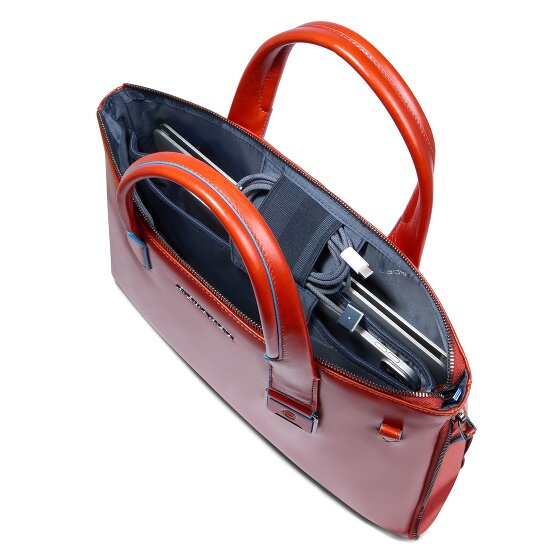 Piquadro Blue Square Shopper Tas Leer 38 cm Laptop compartiment met uitbreidingsplooi