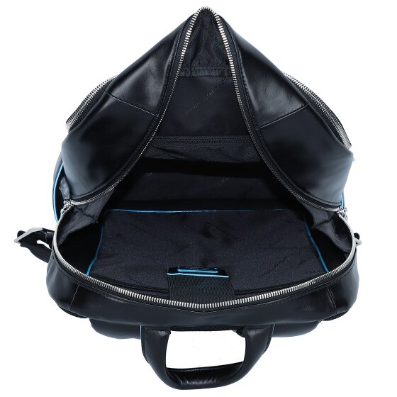 Piquadro Blauwe vierkante rugzak Leer 43 cm Laptopvak