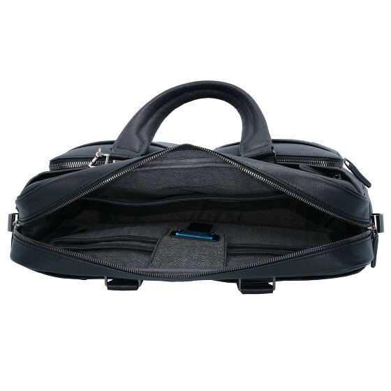 Piquadro Zwarte vierkante aktetas Leer 39 cm Laptopcompartiment