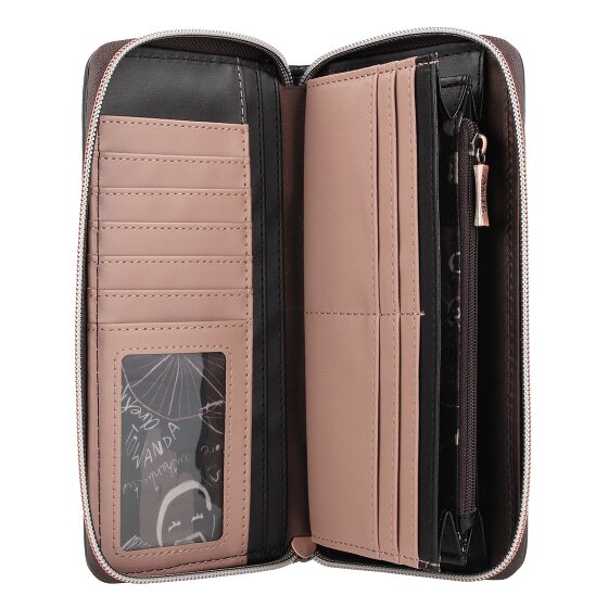 Anekke Shoen Black Portemonnee RFID-bescherming 21 cm