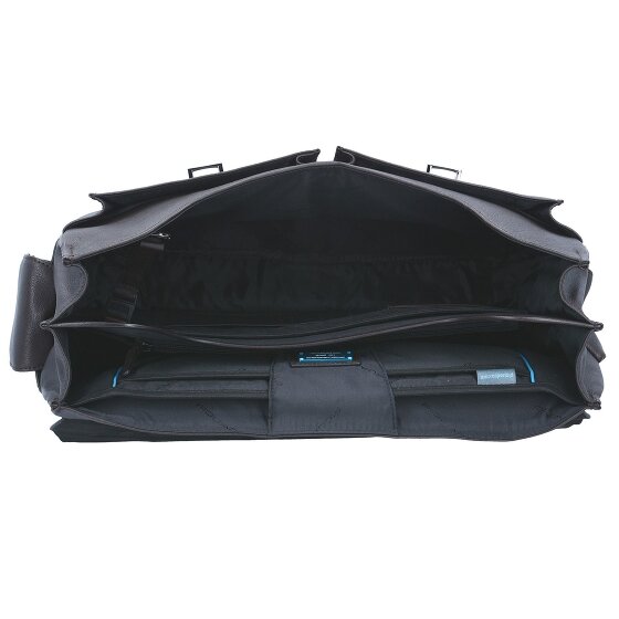 Piquadro Zwarte vierkante aktetas Leer 43 cm Laptopcompartiment