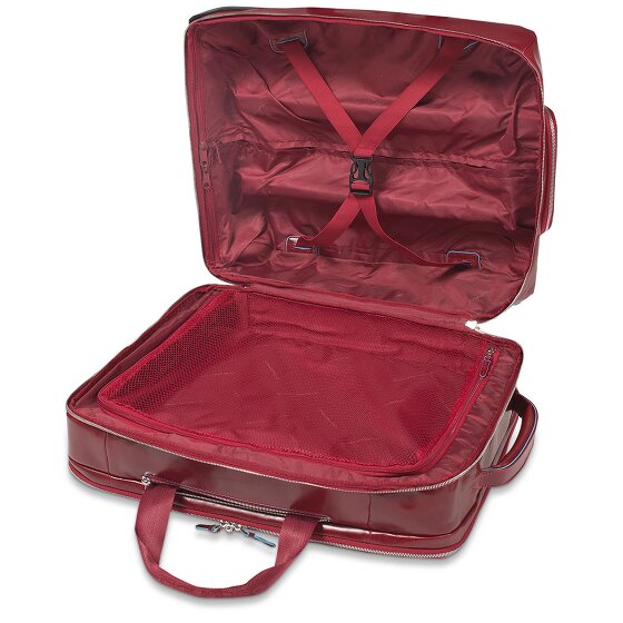 Piquadro Blauwe vierkante 2-wiel Business Trolley Leer 51 cm Laptopcompartiment