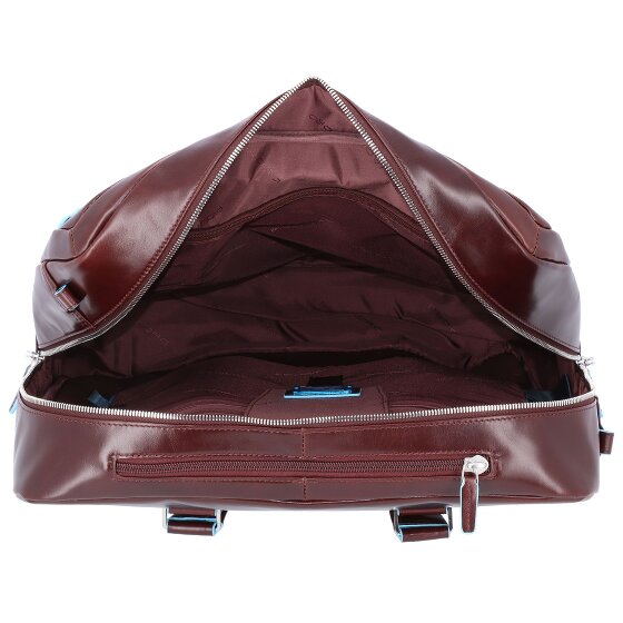 Piquadro Blauwe vierkante 2-wiel Business Trolley Leer 36 cm Laptopcompartiment