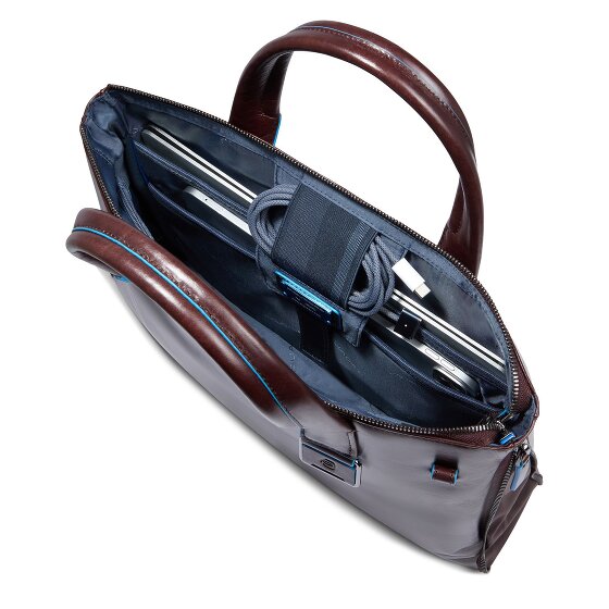 Piquadro Blue Square Shopper Tas Leer 38 cm Laptop compartiment met uitbreidingsplooi