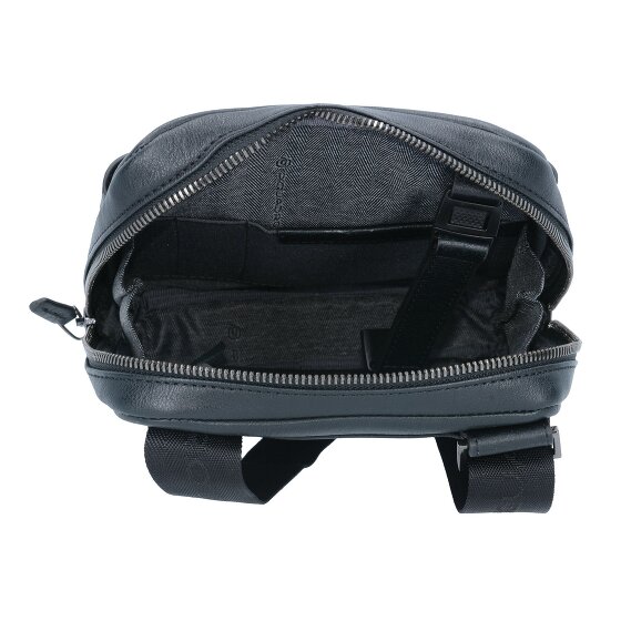 Piquadro Zwarte vierkante schoudertas leer 17 cm
