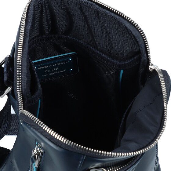 Piquadro Blauwe vierkante schoudertas leer 21 cm