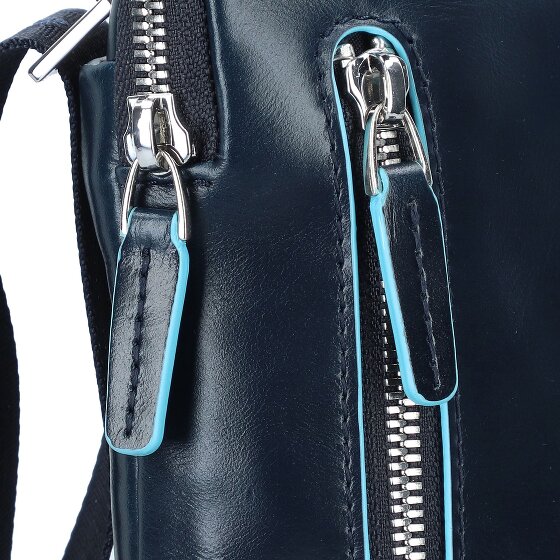 Piquadro Blauwe vierkante schoudertas leer 21 cm