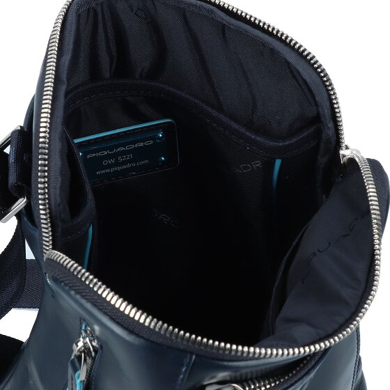 Piquadro Blauwe vierkante schoudertas leer 21 cm