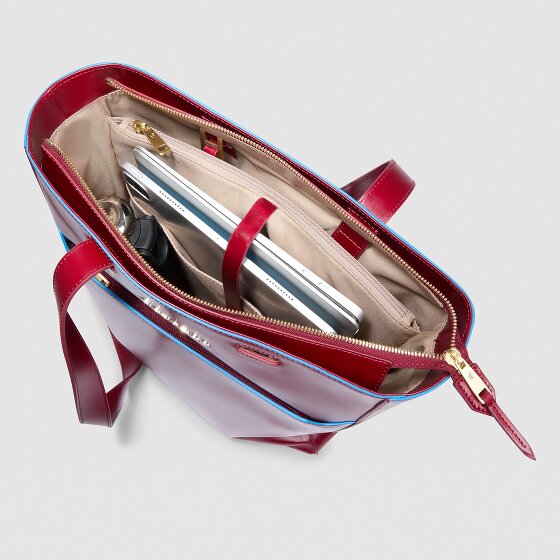 Piquadro Blue Square Schoudertas RFID-bescherming Leer 30 cm Laptop compartiment