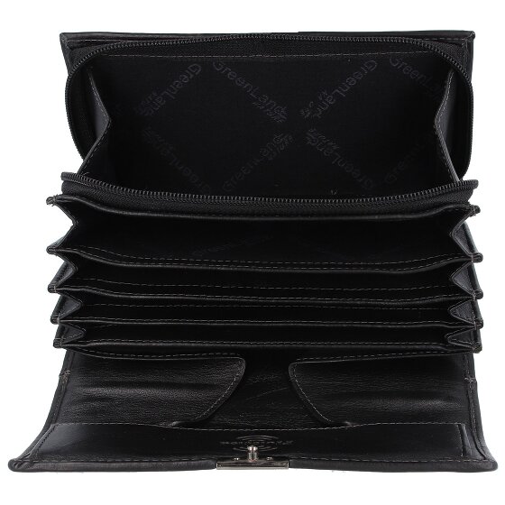 Greenland Nature Zwarte Nappa-portemonnee RFID-leer 18 cm Greenland Nature Zwarte Nappa-portemonnee RFID-leer 18 cm