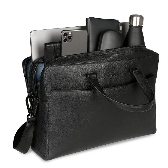 bugatti Black Koffer Leer 38 cm Laptop compartiment