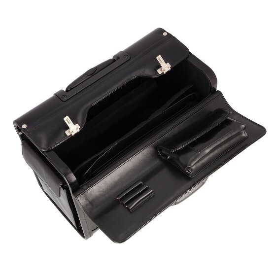 Dermata 2 wielen Pilotentrolley Leder 39 cm Laptopvak