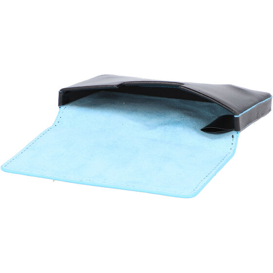 Piquadro Blauw vierkant etui voor visitekaartjes leer 10 cm