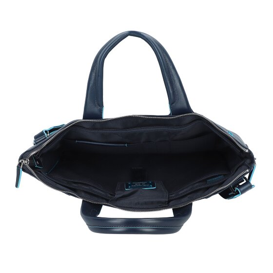 Piquadro Blauwe vierkante aktetas Leer 42 cm Laptop compartiment