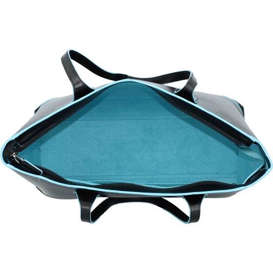 Piquadro Blauwe vierkante shopper tas leer 35 cm