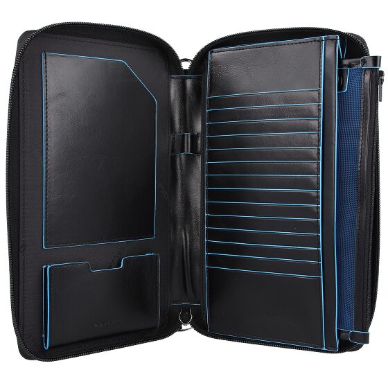 Piquadro Blauw vierkant reisetui leer 14 cm