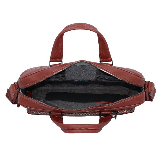 Piquadro Zwarte vierkante aktetas Leer 40 cm Laptopcompartiment