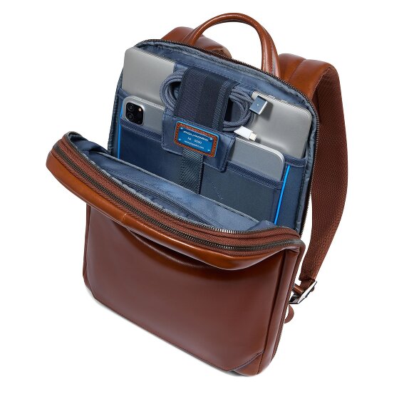 Piquadro Blue Square Dagrugzak RFID-bescherming Leer 37 cm Laptop compartiment