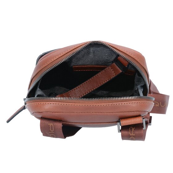 Piquadro Zwarte vierkante schoudertas leer 17 cm