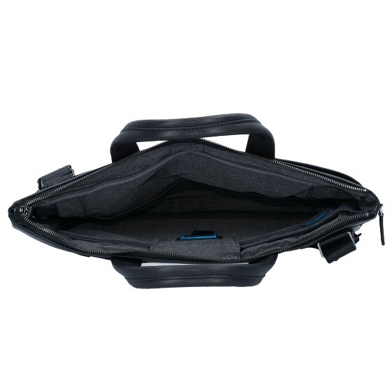 Piquadro Zwarte vierkante aktetas Leer 42 cm Laptopvak