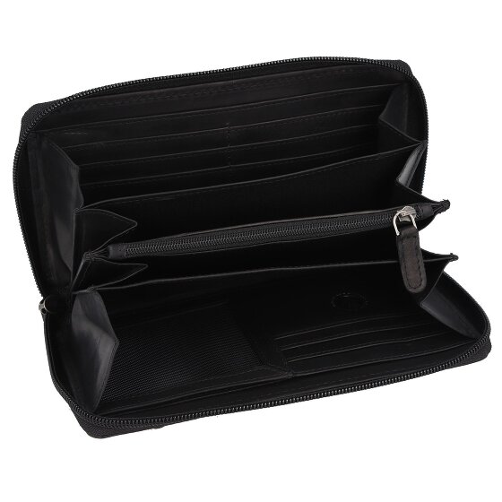 Greenburry Pure Black Portemonnee RFID-bescherming Leer 19.5 cm