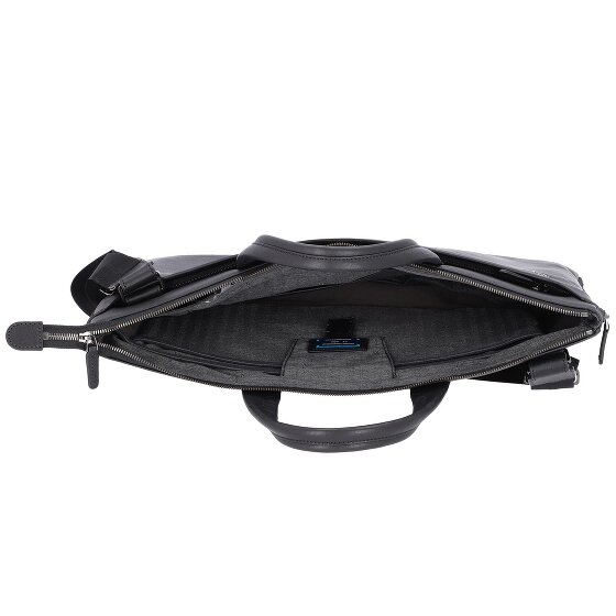 Piquadro Zwarte vierkante laptoptas leer 47 cm